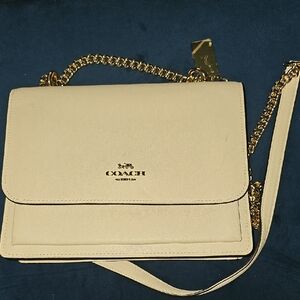 Coach Beige Crossbody Bag with Gold Chain